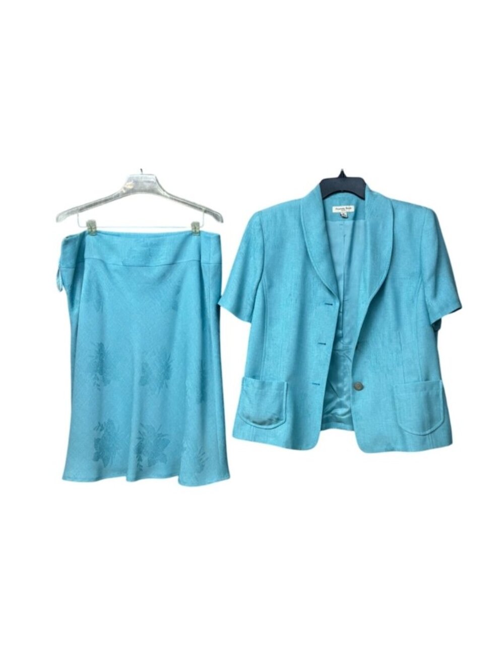 Amanda Smith Women’s Vintage 2-Piece Turquoise Skirt Suit Size 16